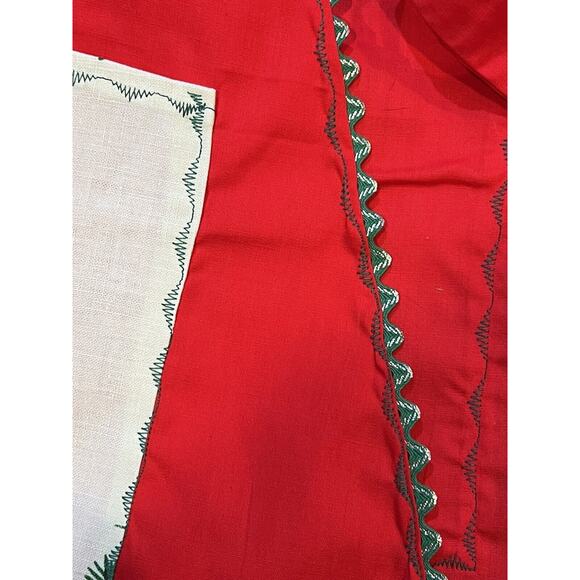 Vintage Christmas Half-Apron MCM Holiday Hostess Bright Cheerful Santa Holly - Picture 3 of 7